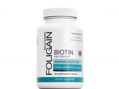 Foligain Biotina Regenerare Par 10,000mcg cu dizolvare rapida (aroma de cirese) - 60 Tablete